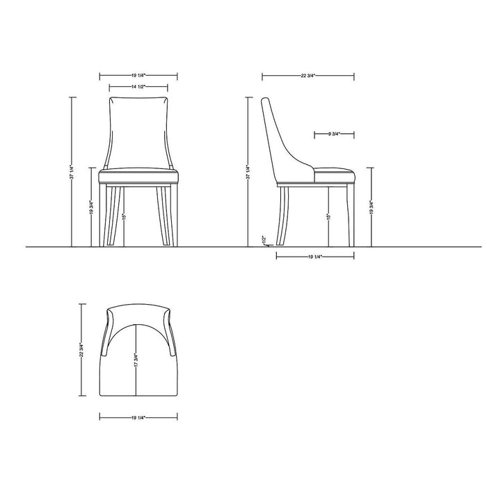 Manhattan Comfort Shubert 8-Piece Modern Faux Leather and Velvet Dining Chair Set in Light Grey