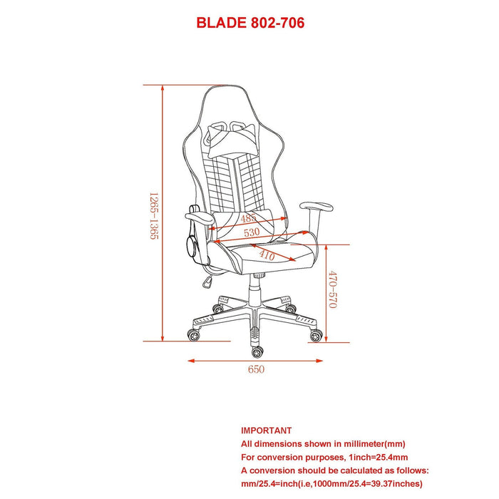 Worldwide Home Furnishings Blade-Office Chair-Blue/Black Office Chair 802-706BLU/BK