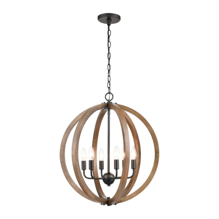 Elk Lighting Barrow Matte Black 22'' Wide 6-Light Chandelier