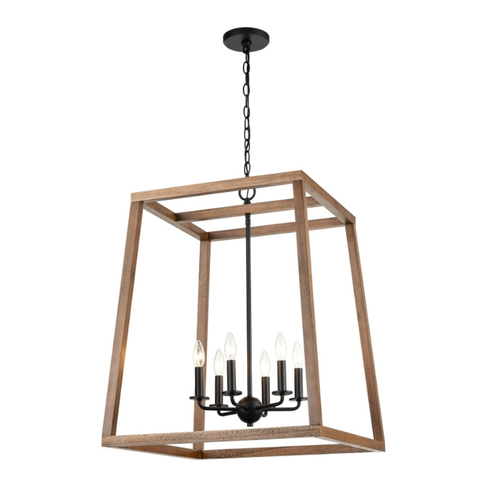 Elk Lighting Barrow Matte Black 22" Wide 6-Light Chandelier