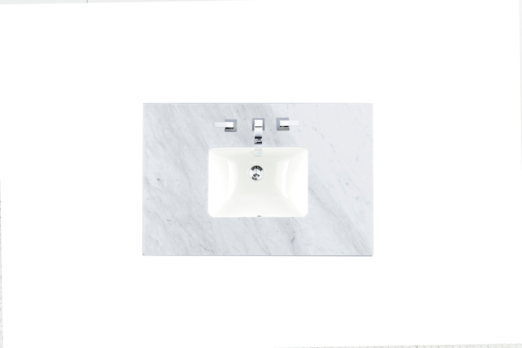 36" Single 3 CM Top, Carrara White Marble w/ Sink