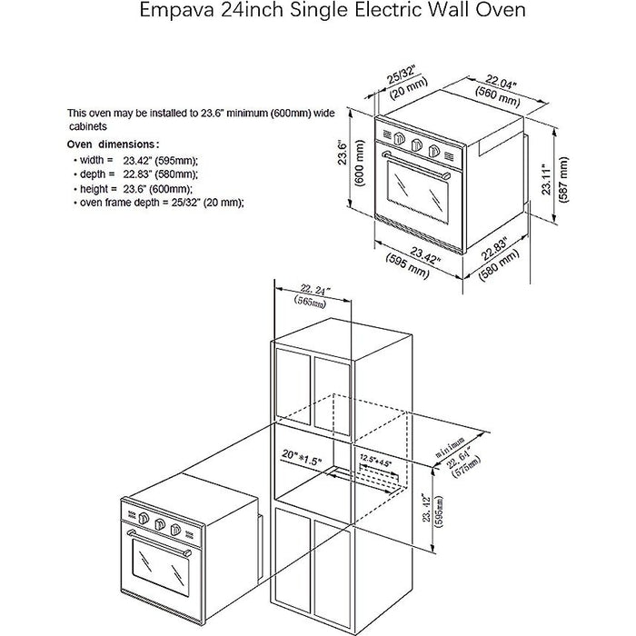 Empava 24 inch Electric Single Wall Oven 24WOA01