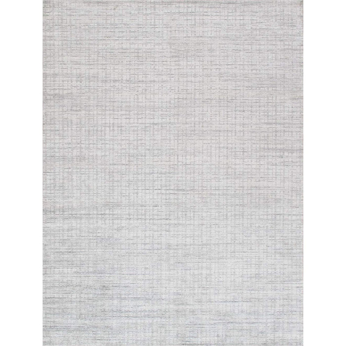 Pasargad Home Slate Collection Hand-Loomed Ivory/Silver Bsilk & Wool Area Rug- 8' 0" X 10' 0" pbfe-04 8x10