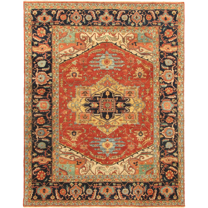 Pasargad Home Serapi Collection Hand-Knotted Rust/Navy Lamb's Wool Area Rug- 9'11" X 14' 2" pjr-4 10x14