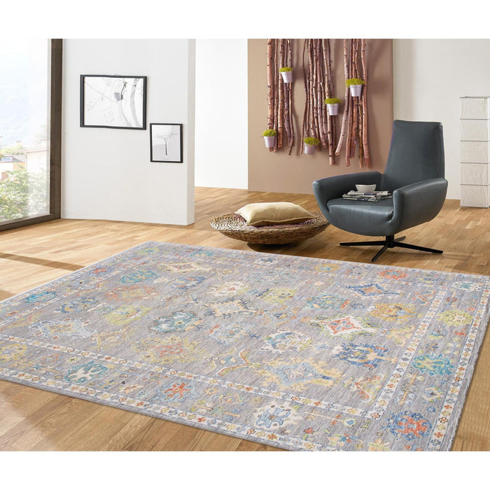 Pasargad Home Oushak Collection Hand-Knotted Wool Grey Area Rug- 9'11" X 14' 1" PRE-10031 10X14