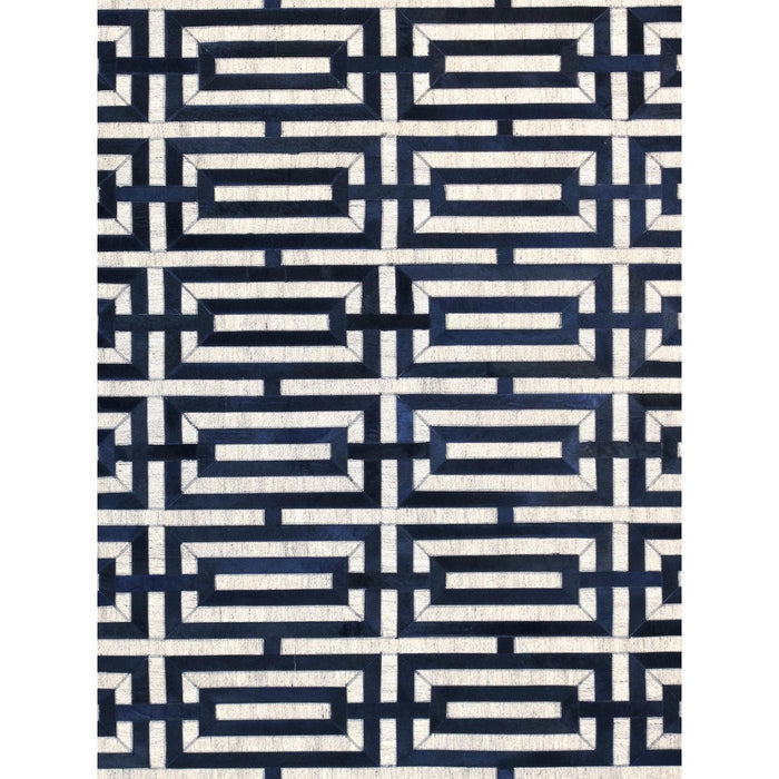 Pasargad Home Galaxy Collection Silver/Navy Cowhide Area Rug- 4' 0'' X 6' 0'' ptx-4165 4x6