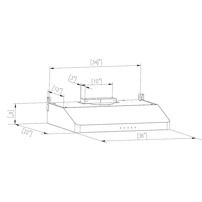 Empava 36 inch CFM Ducted Under Cabinet Range Hood EMPV-36RH12