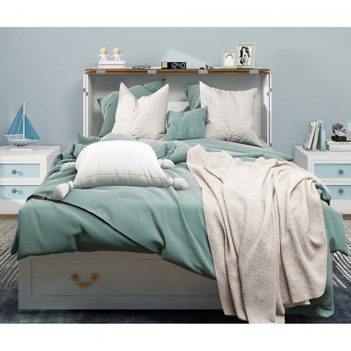 Livelylodge Murphy Bed Cabinet,Murphy Bed Queen with USB and Charging Ports, Murphy Bed Cabinet with Drawer Includes Storage Cabinet,White Cabinet Bed for Guest Room