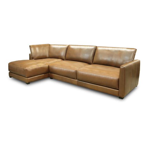 GTR Raffa 100% Top Grain Leather Contemporary Sectional, Left Arm Chaise