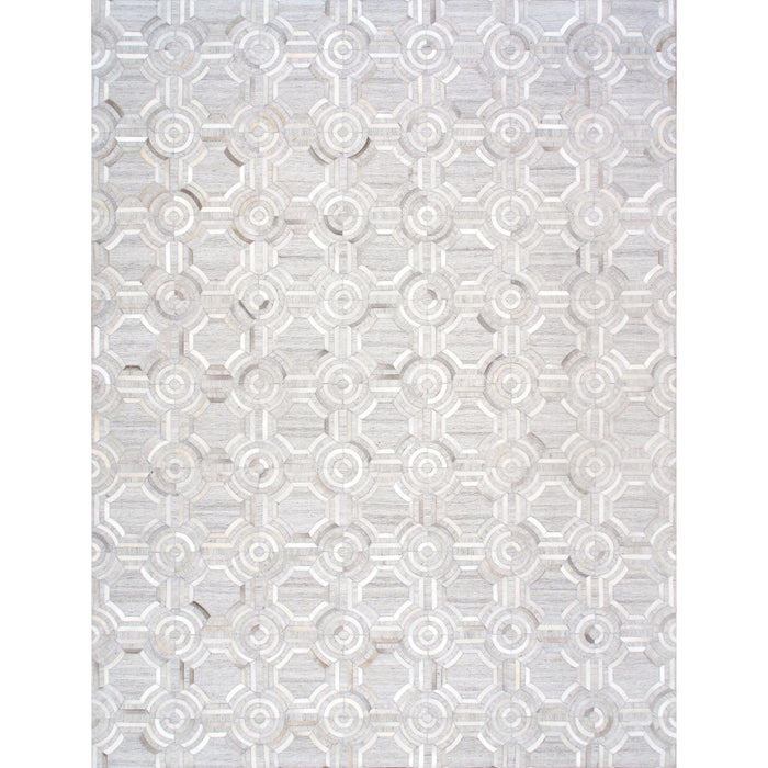 Pasargad Home Galaxy Collection Silver Cowhide & Sari Silk Area Rug- 8' 0'' X 10' 0'' ptx-3137 8x10