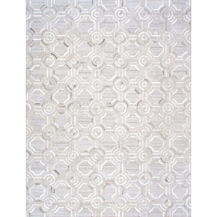 Pasargad Home Galaxy Collection Silver Cowhide & Sari Silk Area Rug- 4' 0'' X 6' 0'' ptx-3137 4x6