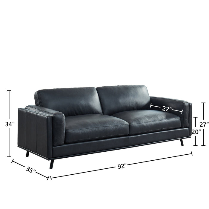 GTR Milano Dark Gray Black Leather Sofa