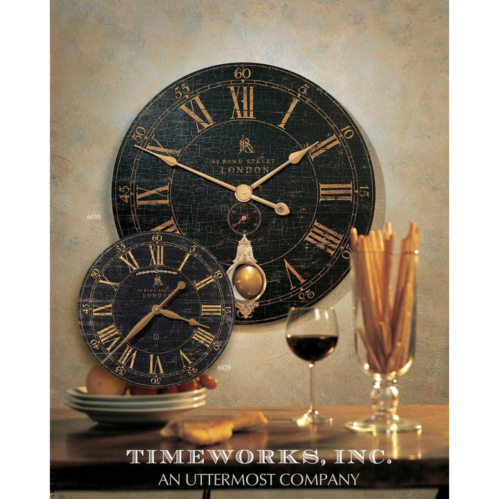 Uttermost Bond Street 18" Black Wall Clock 06029