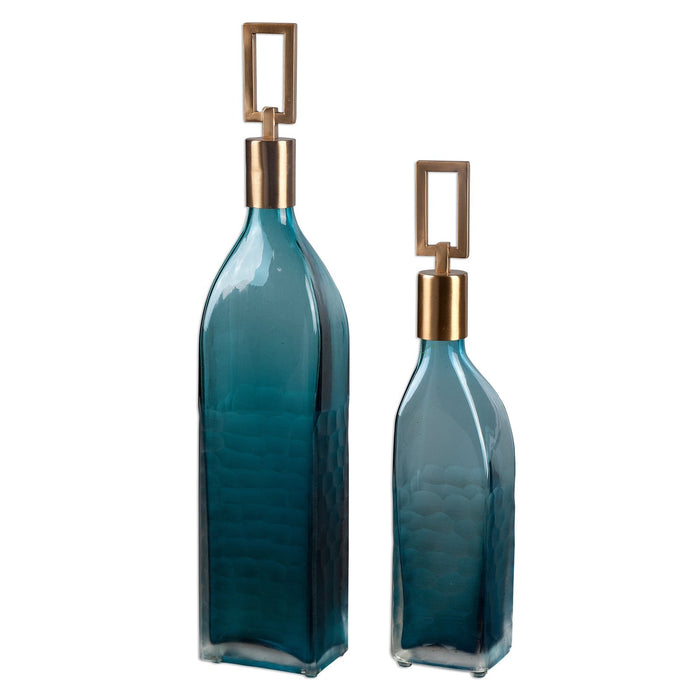 Uttermost Annabella Teal Glass Bottles, S/2 20076