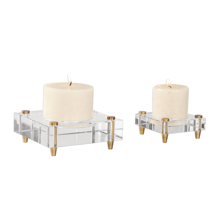 Uttermost Claire Crystal Block Candleholders, S/2 18643