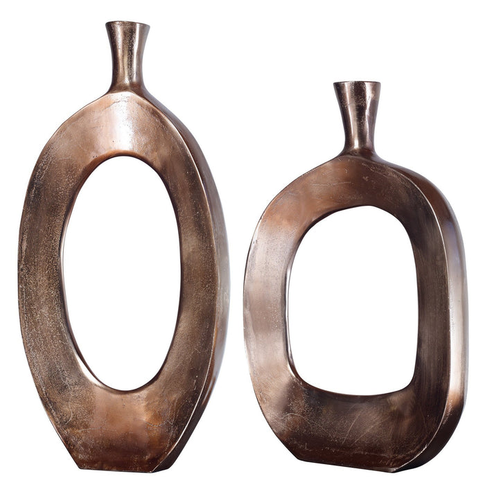 Uttermost Kyler Textured Bronze Vases Set/2 18965