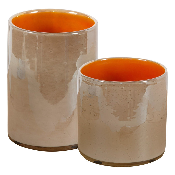 Uttermost Tangelo Beige Orange Vases, S/2 17976