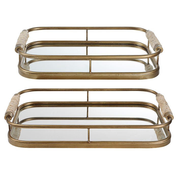 Uttermost Rosea Brushed Gold Trays, S/2 18014