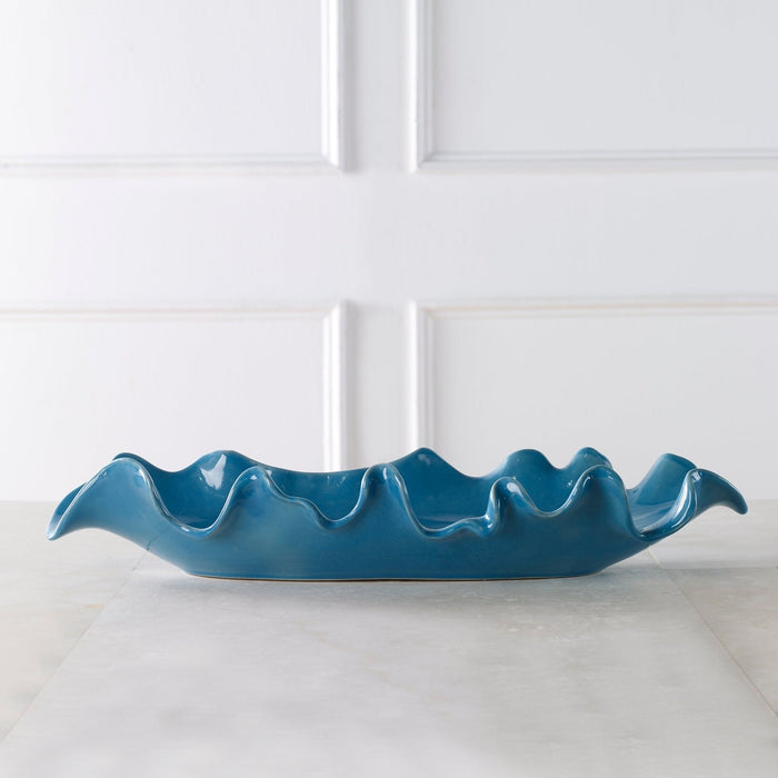 Uttermost Ruffled Feathers Blue Bowl 18052