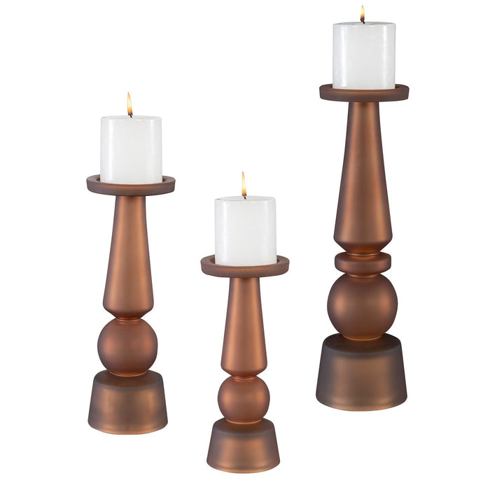 Uttermost Cassiopeia Butter Rum Glass Candleholders, S/3 18045