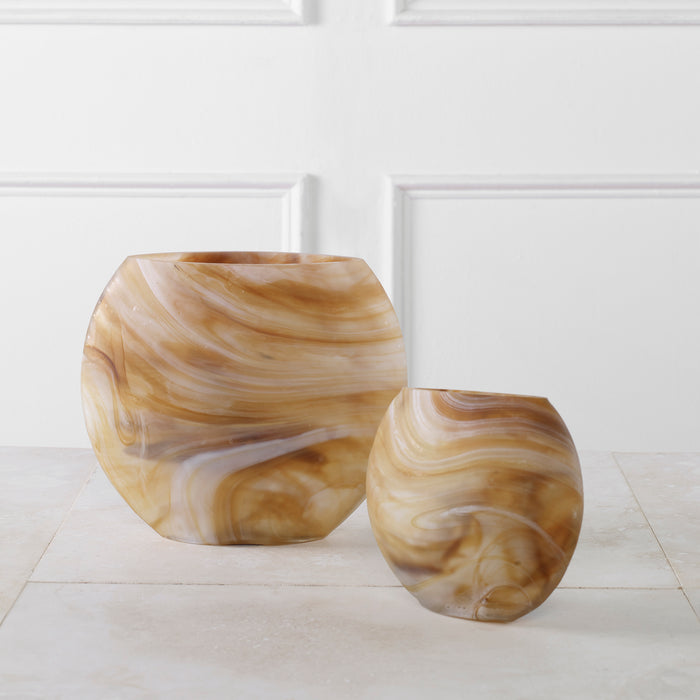 Uttermost Fusion Swirled Caramel & Ivory Vases, Set/2 18070