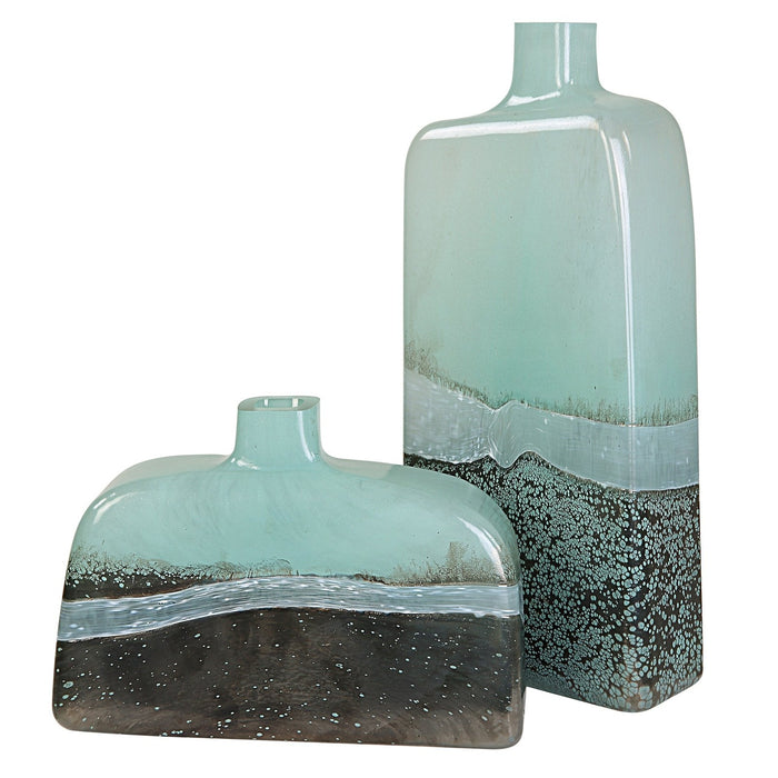Uttermost Fuze Aqua & Bronze Vases, Set Of 2 18096