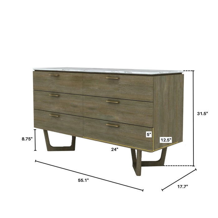 LH Imports Aura 6 Drawer Dresser ARA006