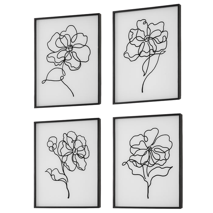 Uttermost Bloom Black White Framed Prints, S/4 41430