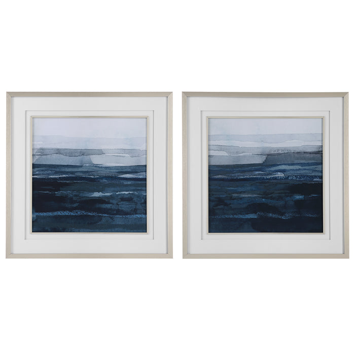 Uttermost Rising Blue Abstract Framed Prints, Set/2 32270
