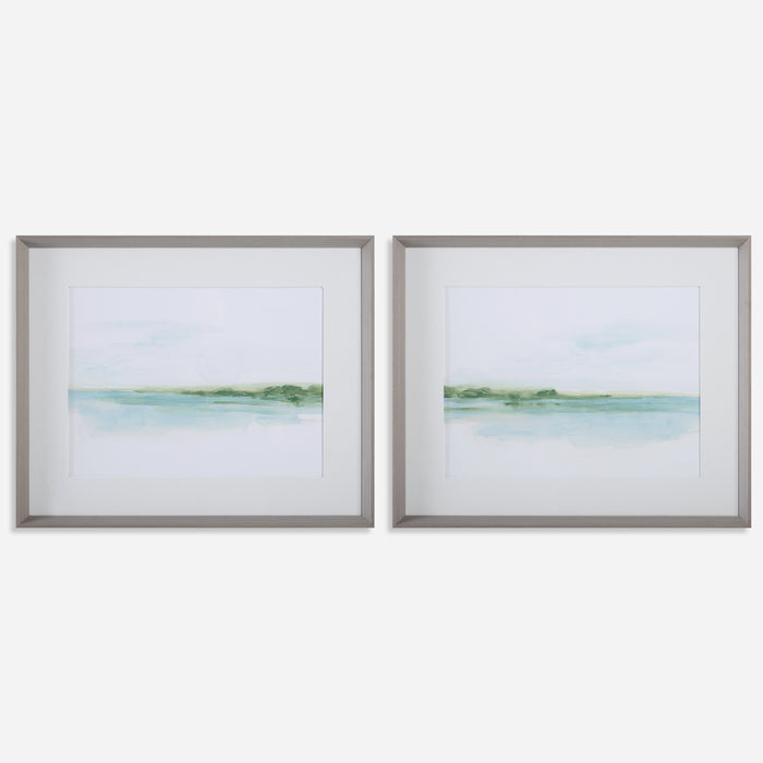 Uttermost Green Ribbon Coast Framed Prints Set/2 32269