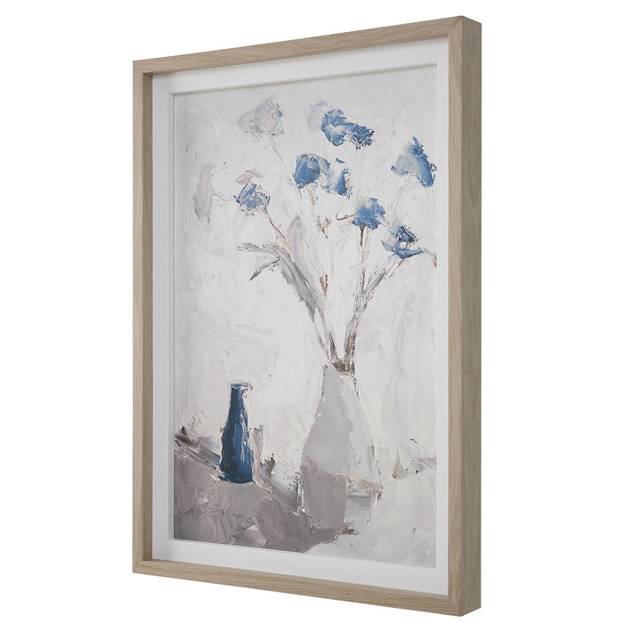 Uttermost Blue Flowers In Vase Framed Print 32287