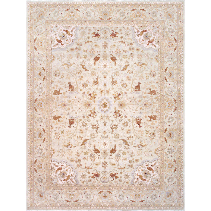 Pasargad Home Baku Collection Hand Knotted Lamb's Wool Area Rug- 9' 0" X 12' 0", S. Green P-630 S.GREEN 9X12