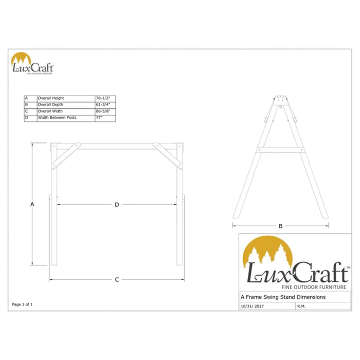 LuxCraft A-Frame Vinyl Swing Stand - White