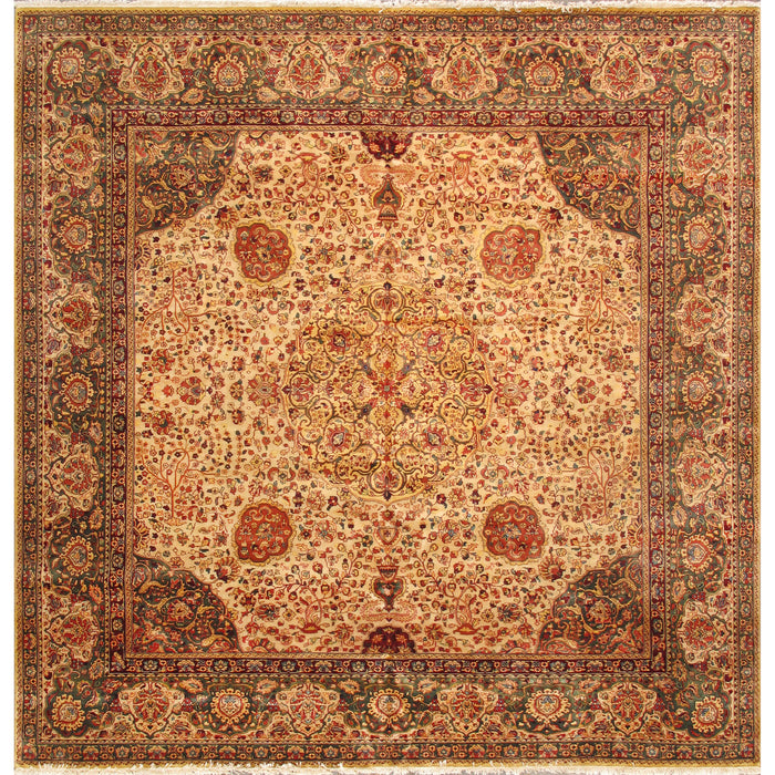 Pasargad Home Crown Jewel Agra Collection Hand-Knotted Lamb's Wool Area Rug- 9' 0" X 12' 1" PH-260 IVORY 9X12