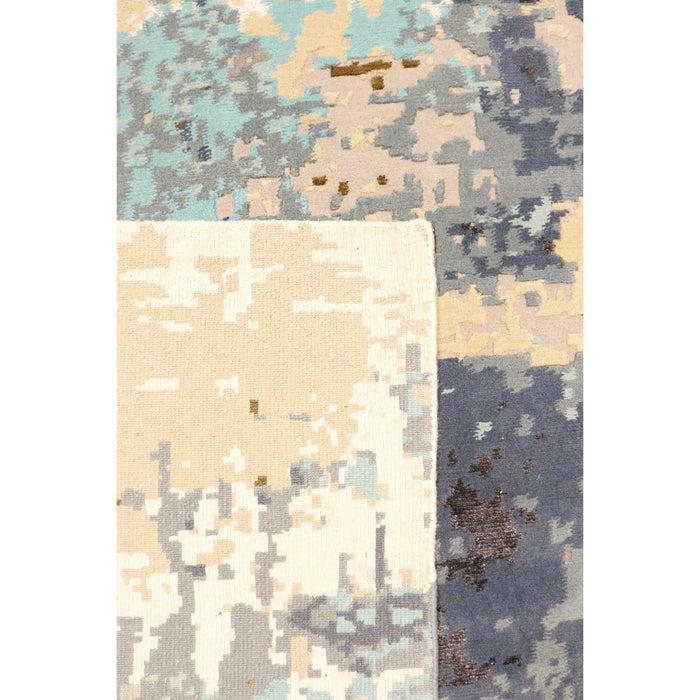 Pasargad Home Modern Collection Hand-Knotted Silk & Wool Area Rug-10' 3" X 14' 3", Taupe/Turquoise POPE-52 10x14