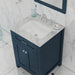 Alya Bath Norwalk 24" Single Blue Freestanding Bathroom Vanity With Carrara Marble Top, Ceramic Sink and Wall Mounted Mirror