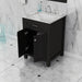 Alya Bath Norwalk 24" Single Espresso Freestanding Bathroom Vanity With Carrara Marble Top, Ceramic Sink and Wall Mounted Mirror