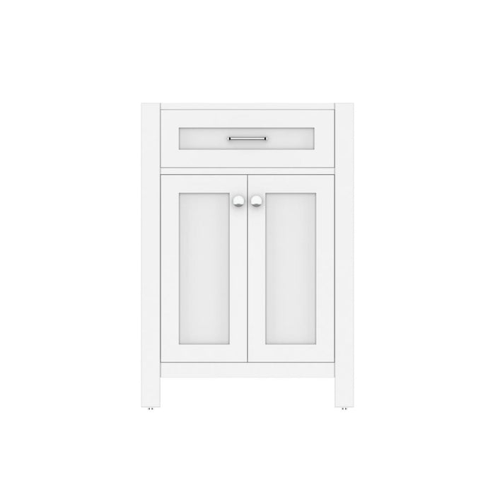 Alya Bath Norwalk 24" Single White Freestanding Bathroom Vanity With Brushed Nickel Edge Handles