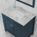 Alya Bath Norwalk 36" Single Blue Freestanding Bathroom Vanity With Carrara Marble Top, Ceramic Sink and Wall Mounted Mirror