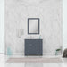Alya Bath Norwalk 36" Single Gray Freestanding Bathroom Vanity With Drawers, Carrara Marble Top, Ceramic Sink and Wall Mounted Mirror