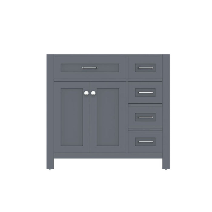 Alya Bath Norwalk 36" Single Gray Freestanding Bathroom Vanity with Drawer and Brushed Nickel Edge Handles