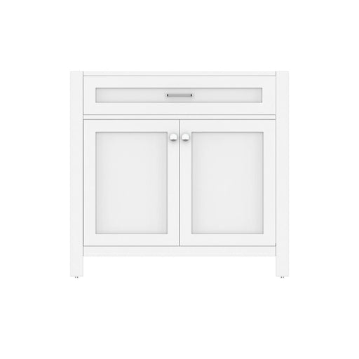 Alya Bath Norwalk 36" Single White Freestanding Bathroom Vanity With Brushed Nickel Edge Handles