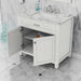 Alya Bath Norwalk 36" Single White Freestanding Bathroom Vanity With Carrara Marble Top, Ceramic Sink and Wall Mounted Mirror