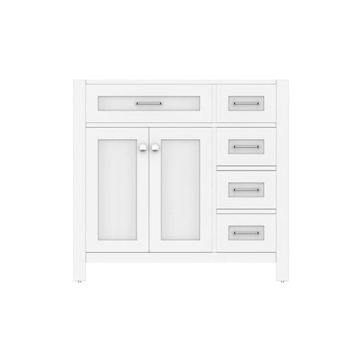 Alya Bath Norwalk 36" Single White Freestanding Bathroom Vanity with Drawer and Brushed Nickel Edge Handles