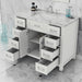 Alya Bath Norwalk 42" Single White Freestanding Bathroom Vanity With Carrara Marble Top, Ceramic Sink and Wall Mounted Mirror