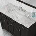 Alya Bath Norwalk 48" Single Espresso Freestanding Bathroom Vanity With Carrara Marble Top, Ceramic Sink and Wall Mounted Mirror