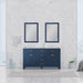 Alya Bath Norwalk 60" Double Blue Freestanding Bathroom Vanity With Carrara Marble Top, Ceramic Sinks and Two Mirrors