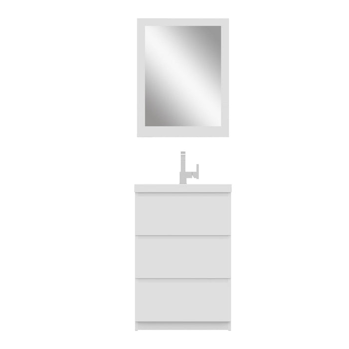 Alya Bath Paterno 24" Single White Modern Freestanding Bathroom Vanity With Acrylic Top and Integrated Sink