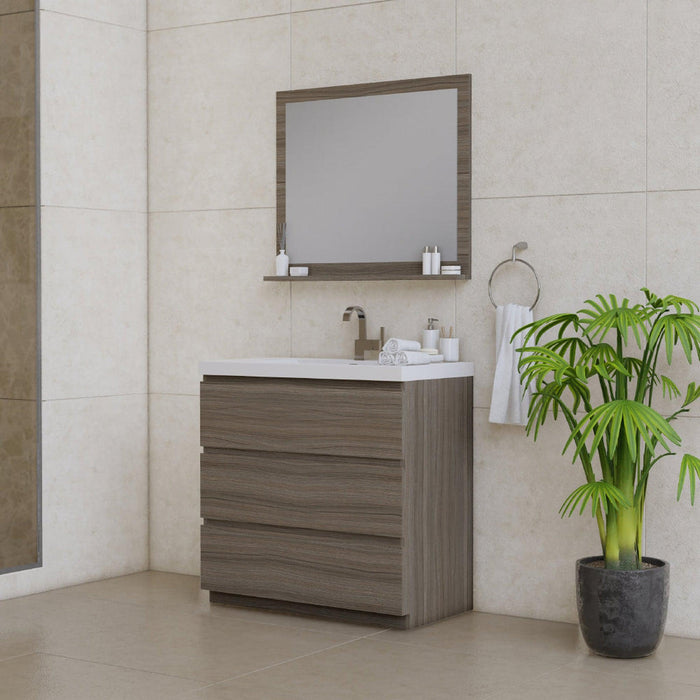 Alya Bath Paterno 36" Single Gray Modern Freestanding Bathroom Vanity With Acrylic Top and Integrated Sink