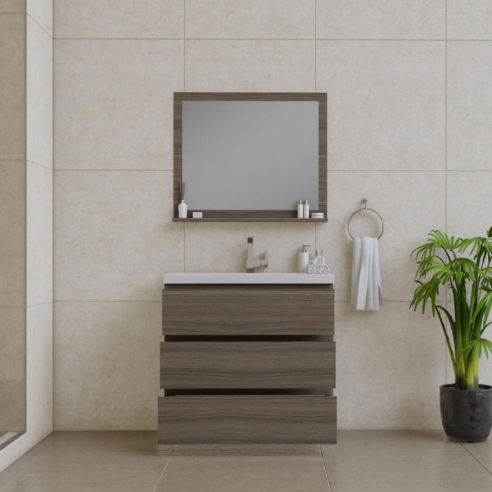Alya Bath Paterno 36" Single Gray Modern Freestanding Bathroom Vanity With Acrylic Top and Integrated Sink